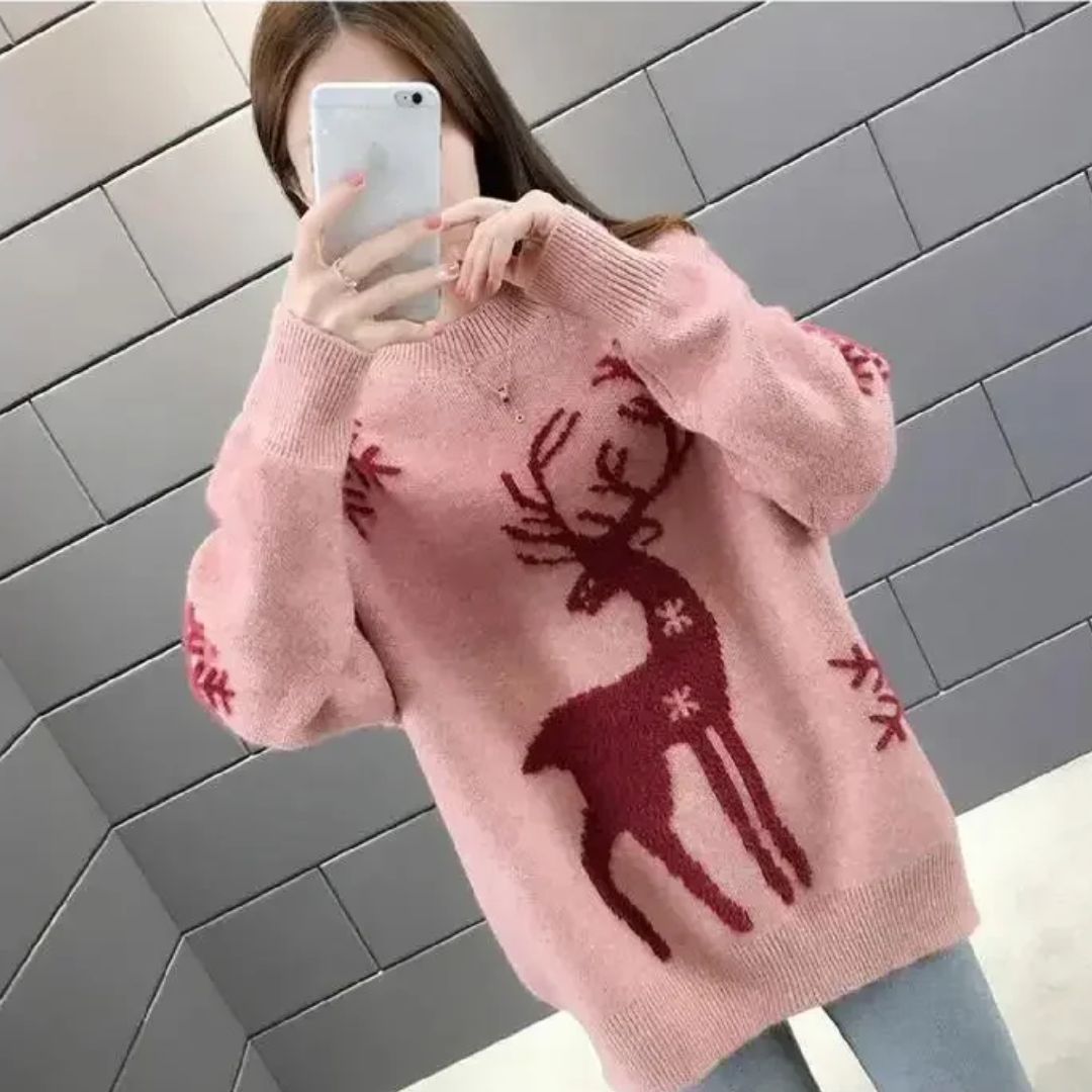 Erica| Reindeer Knit Christmas Sweater Women