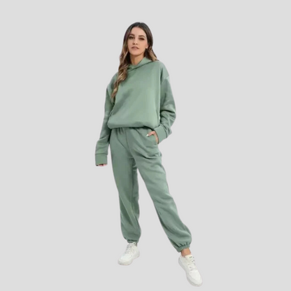 Women's Relaxed Hoodie Jogger Set Cotton Lounge Wear - Fashinoza