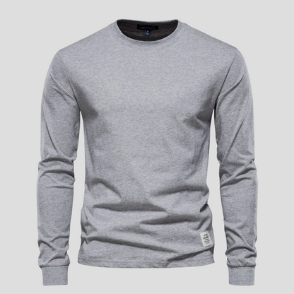 Men's Long Sleeved Round Neck Shirt Classic Cotton