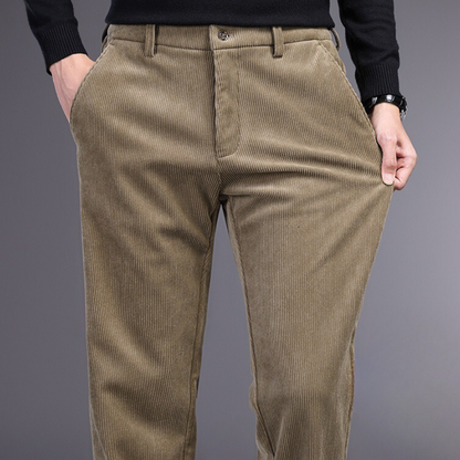 Corduroy Pants Men's Cotton Brown - 
Fashinoza