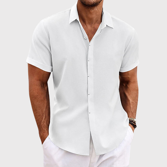 Men's Short Sleeve Casual Button Shirt - Fashinoza