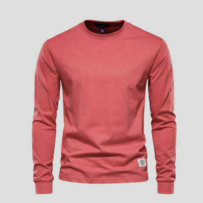 Men's Long Sleeve Round Neck Shirt Classic Cotton