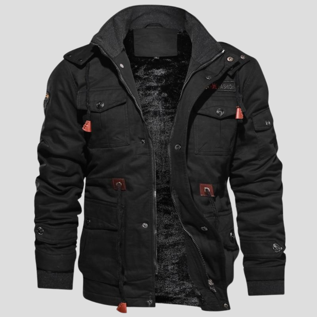 Men's Waterproof Jacket Thermal Insulated Black - Fashinoza