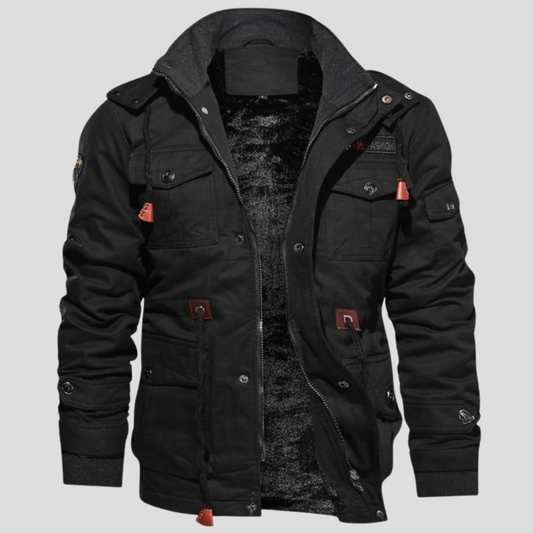 Men's Winter Jacket Waterproof Insulated Black - Fashinoza