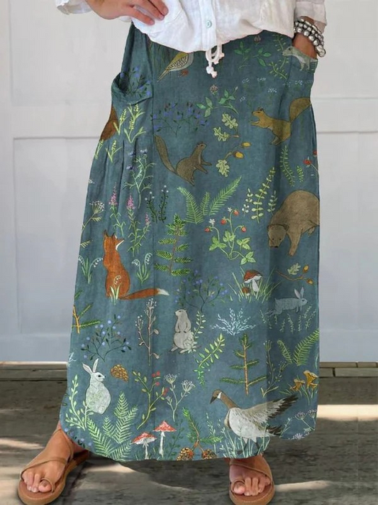 Women's Floral Pocket Skirt Casual - Fashinoza