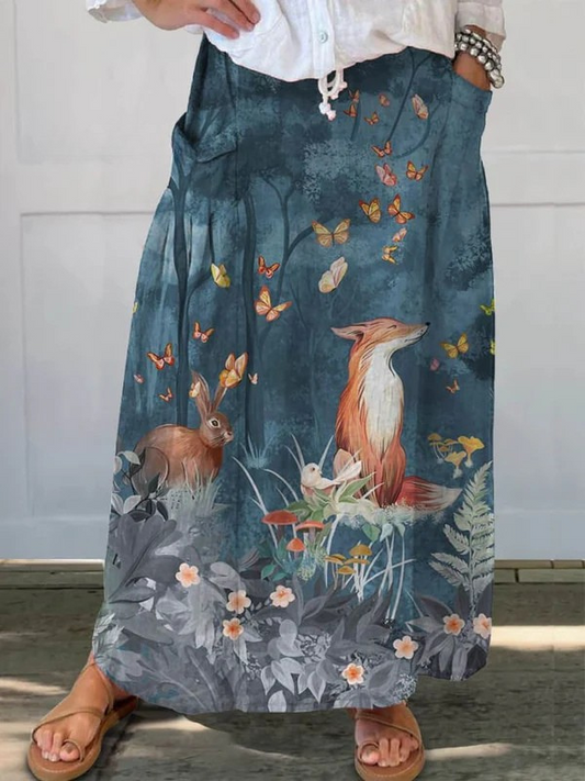 Women's Floral Pocket Skirt Casual Cotton - Fashinoza
