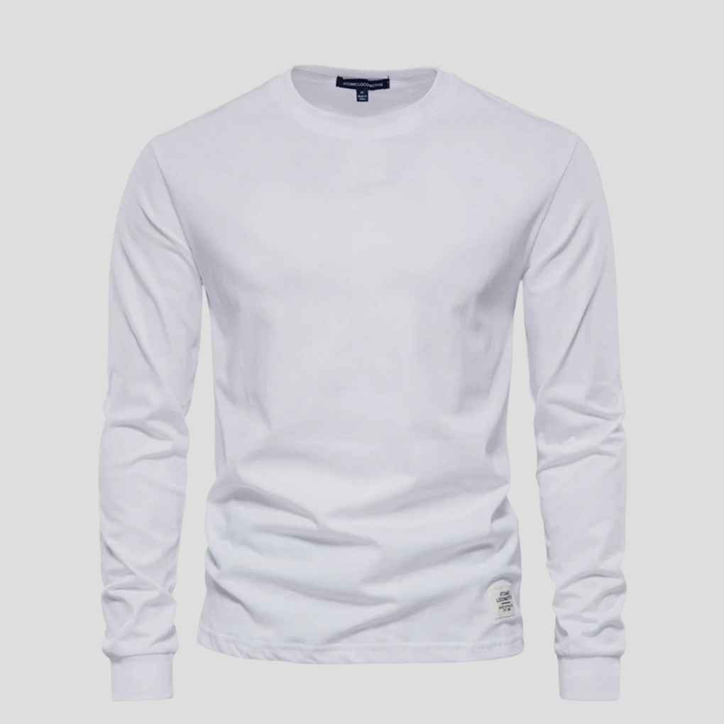 Men's Long Sleeved Round Neck Shirt Classic Cotton
