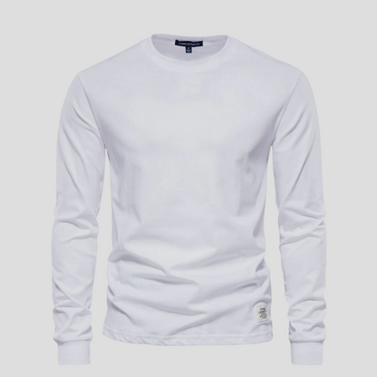 Men's Long Sleeve Round Neck Shirt Classic Cotton