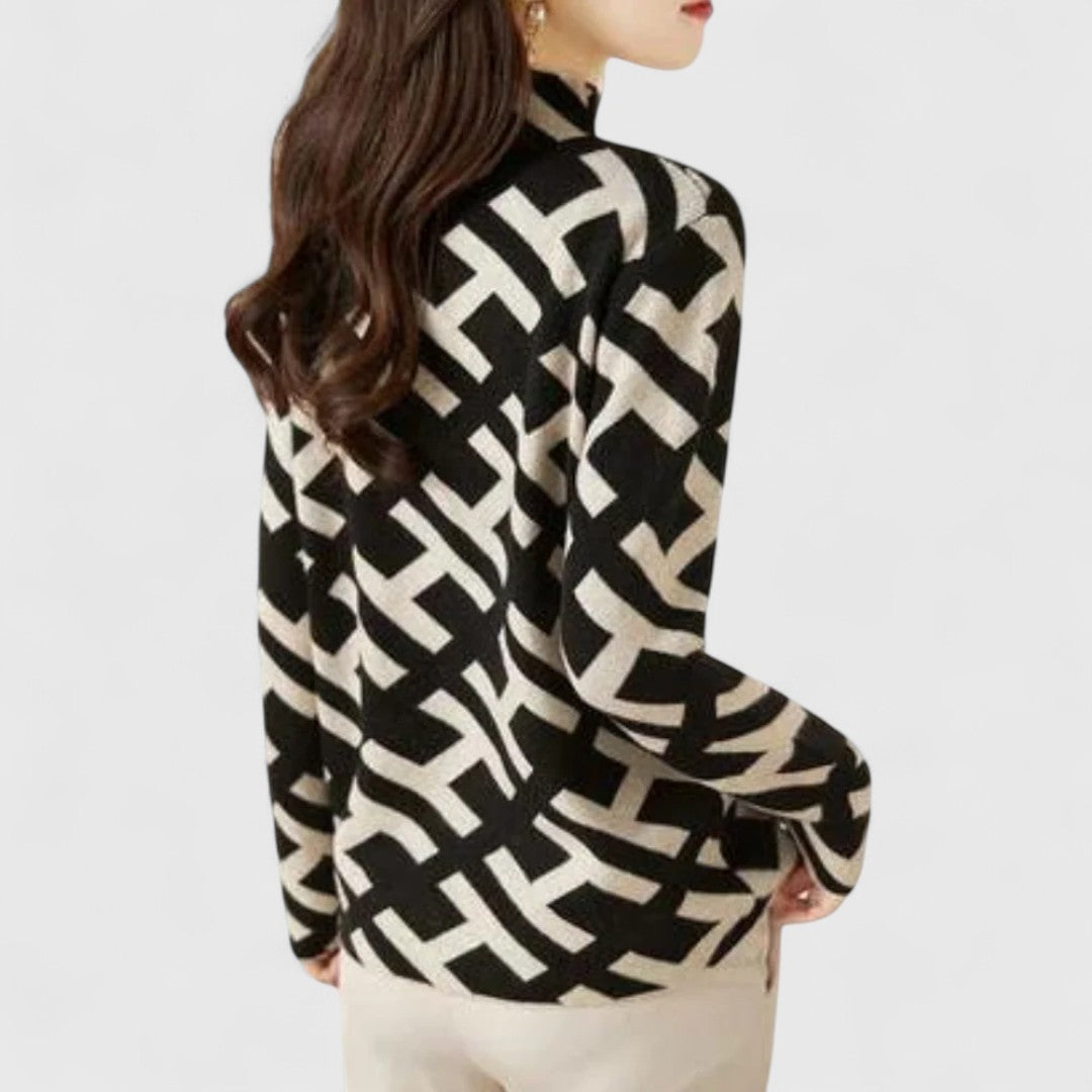 Women's High Neck Patterned Sweater