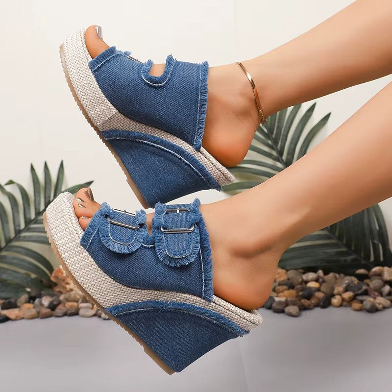 Women's Wedge Sandals Adjustable Buckle - Fashinoza