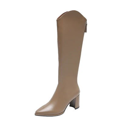 Sleek Knee-High Block Heel Orthopedic  Boots