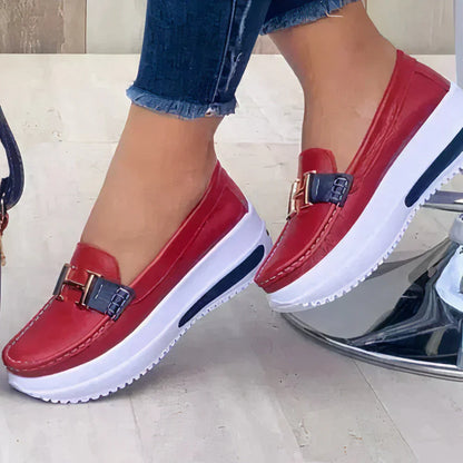 Women's Platform Loafers Slip On Style - Fashinoza