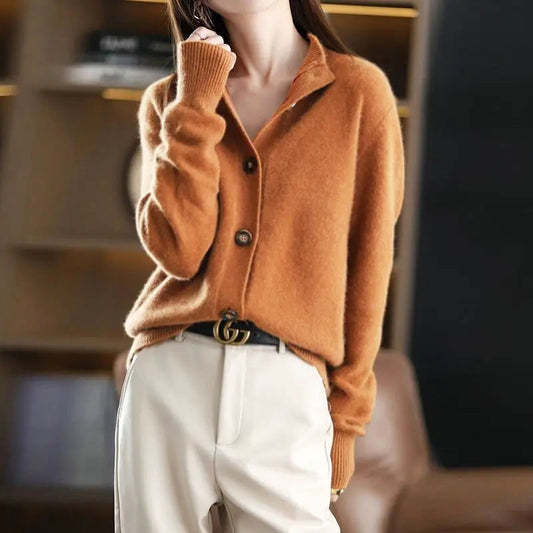 Valentina Rossi Women's Plush Cardigan Asymmetrical High Neck - Fashinoza