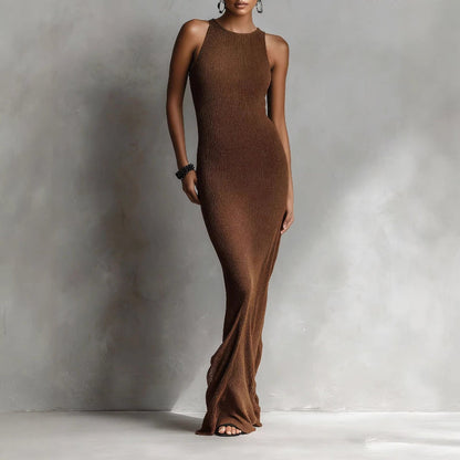 Valentina Rossi Women's Maxi Dress Ribbed Knit Column Silhouette