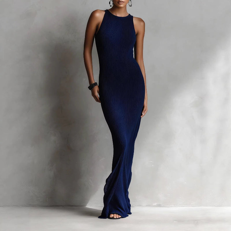 Valentina Rossi Women's Maxi Dress Ribbed Knit Column Silhouette