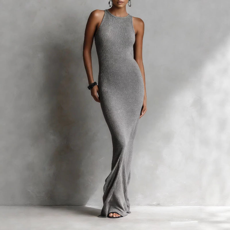 Valentina Rossi Women's Maxi Dress Ribbed Knit Column Silhouette