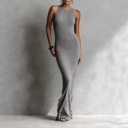Valentina Rossi Women's Maxi Dress Ribbed Knit Column Silhouette