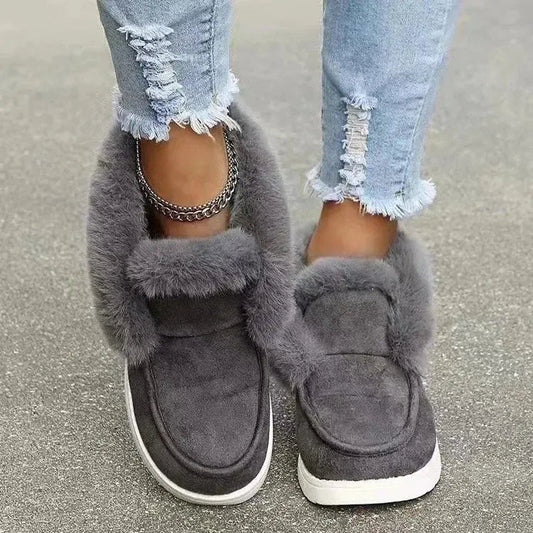 Women's Velvet Ankle Boots Comfortable - 
Fashinoza