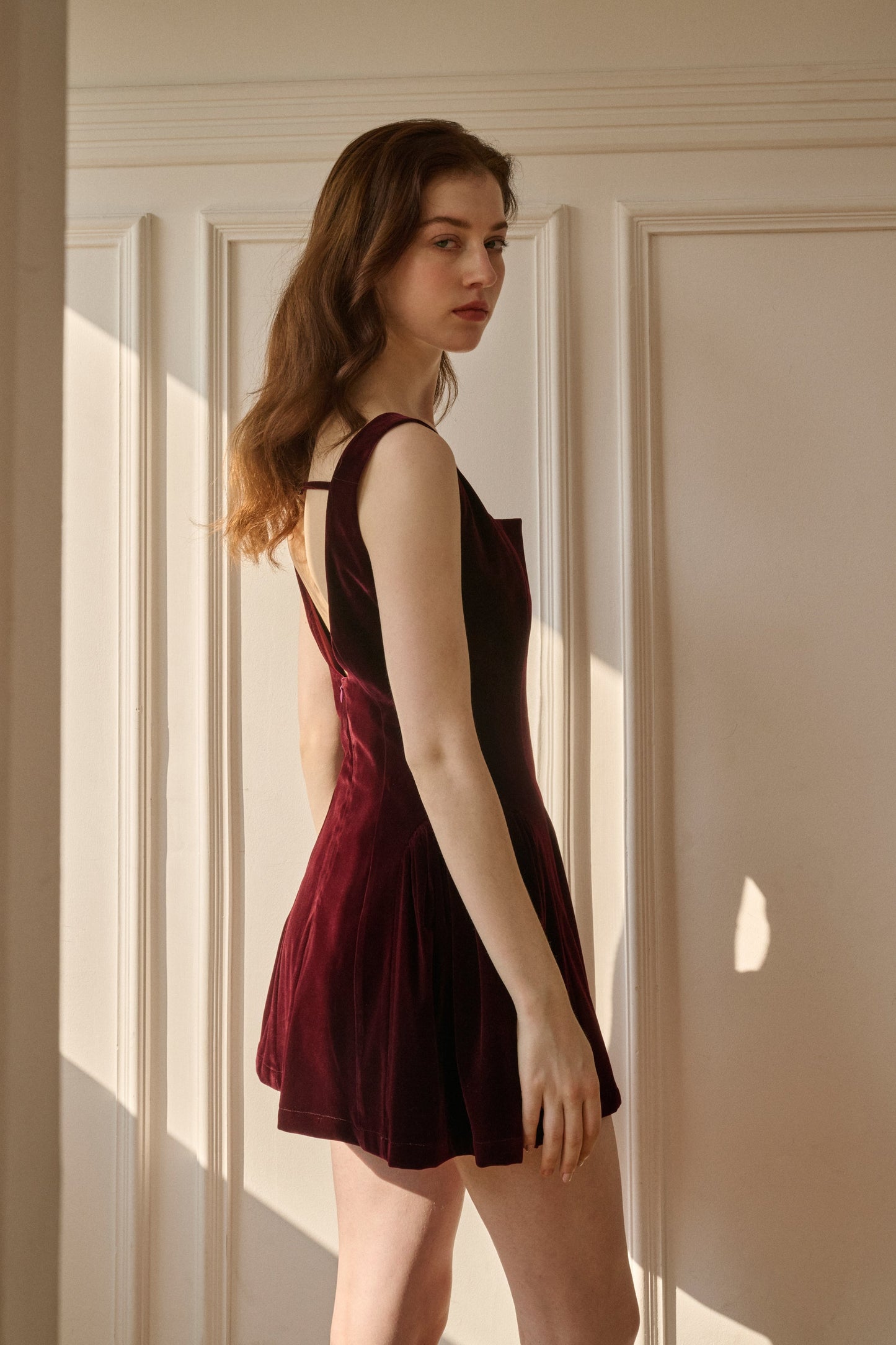 Velvet Square-Neck Mini Dress