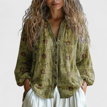 Peyton | Womens Printed Button Front Casual Top