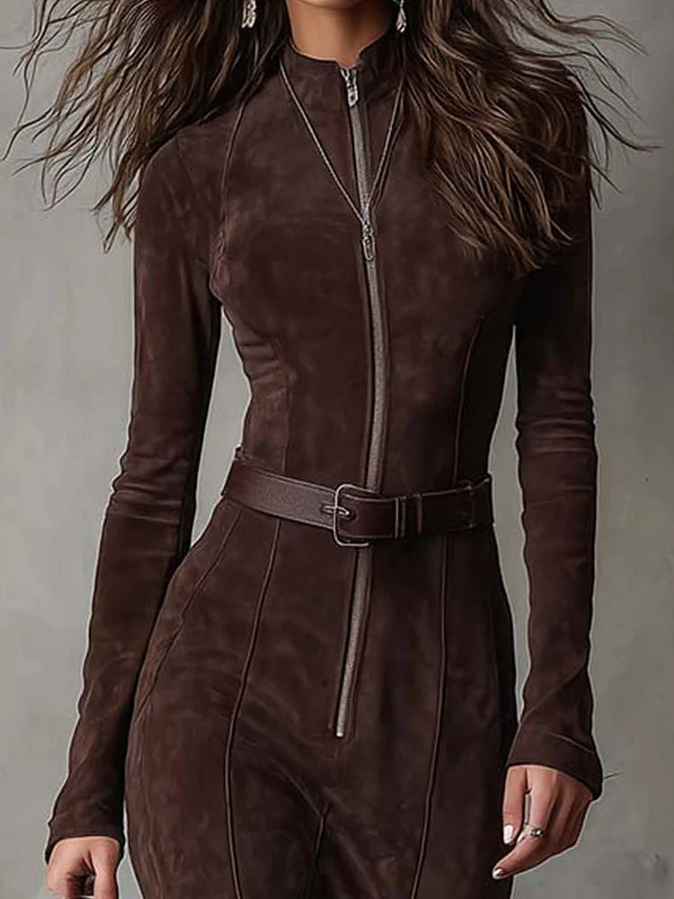 Women's Long Suede Dress