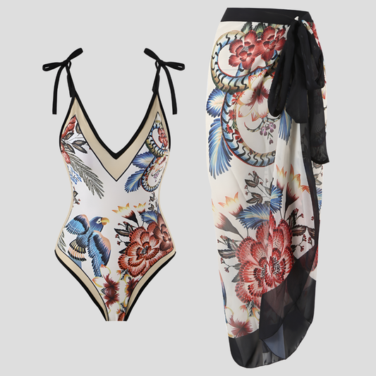 Women's Ruffled One Piece Swimsuit - Fashinoza
