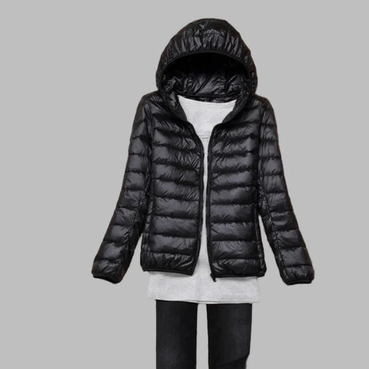 Women's Down Parka Coat Lightweight Packable Hooded - Fashinoza