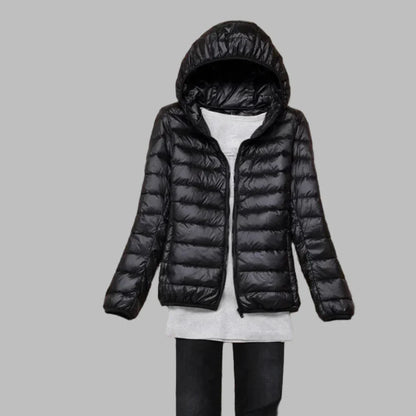 Women's Down Parka Coat Lightweight Packable Hood - Fashinoza