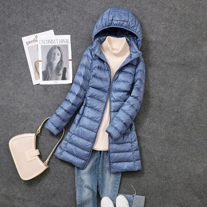 Women's Down Jacket Detachable Hood Waterproof Black