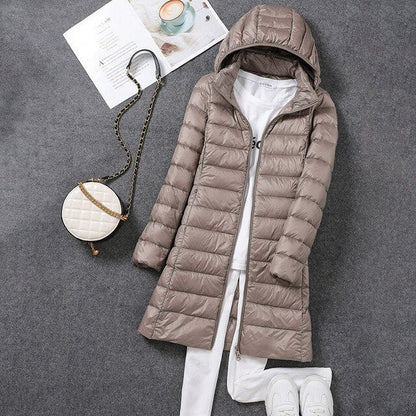 Women's Down Jacket Detachable Hood Waterproof Black