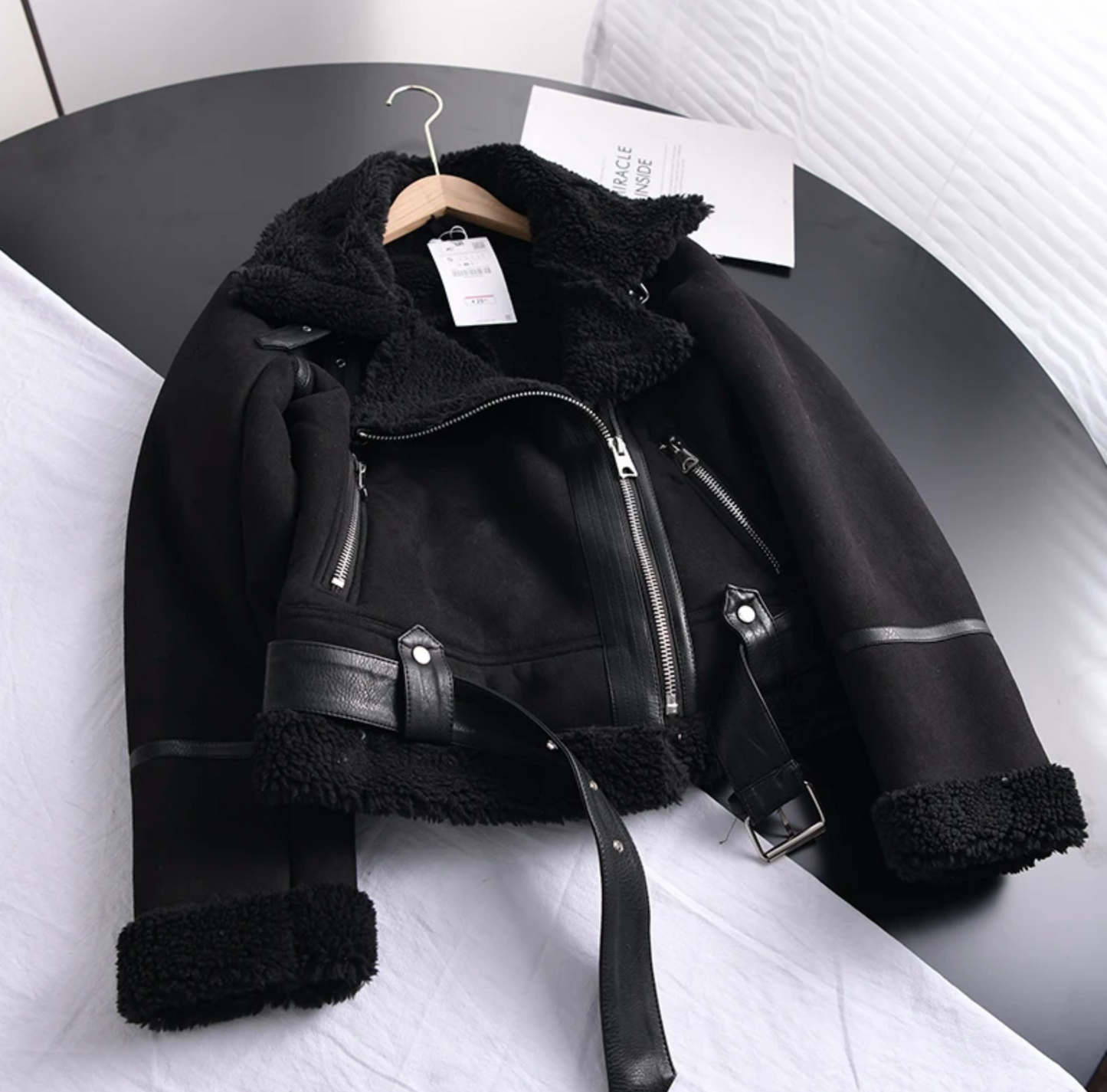 Grace | Women’s Chic Shearling-Lined Moto Jacket