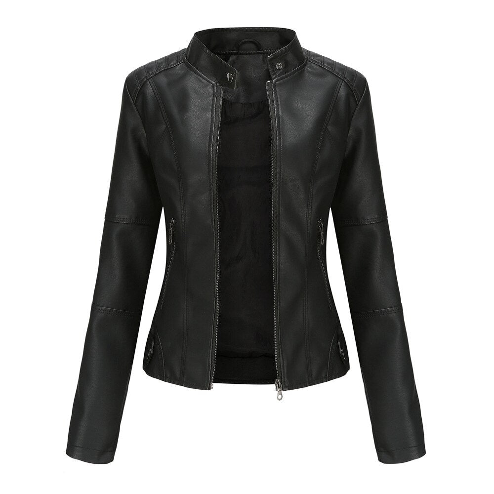 Women's Slim Fit Zipper Jacket Tailored Hip Length