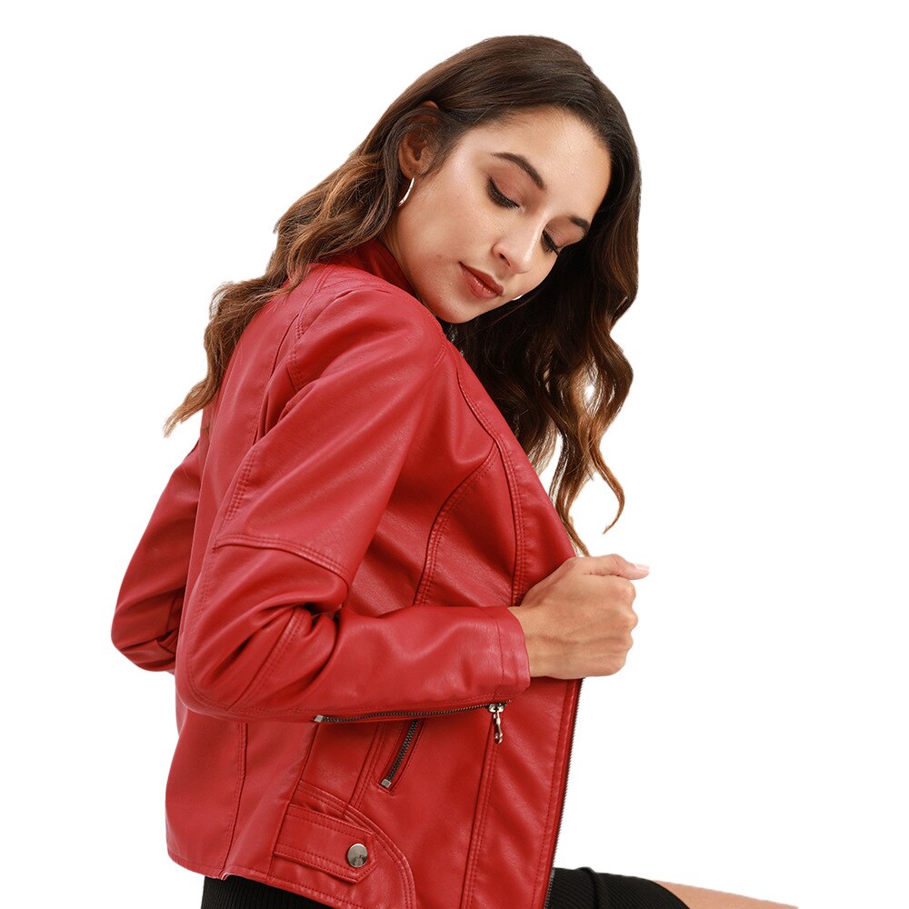 Women's Slim Fit Zipper Jacket Tailored Hip Length - Fashinoza