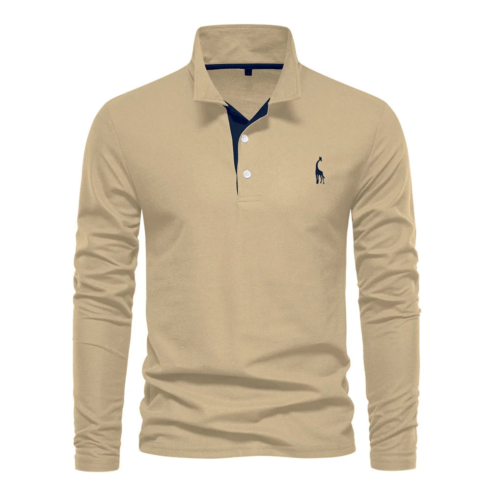 Men's Long Sleeve Polo Jumper Cotton Classic Collar Comfortable