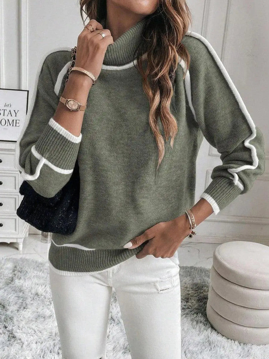 Women's Warm Lined Sweater Cozy Acrylic Beige - 
Fashinoza