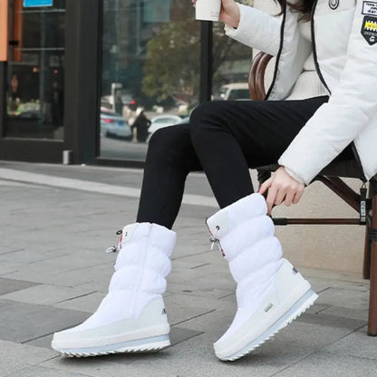 Women's Waterproof Mid-Calf Boots Insulated Winter Black - 
Fashinoza