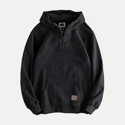 Men's Minimalist Half-Zip Hoodie Kangaroo Pocket