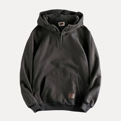 Men's Minimalist Half-Zip Hoodie Kangaroo Pocket