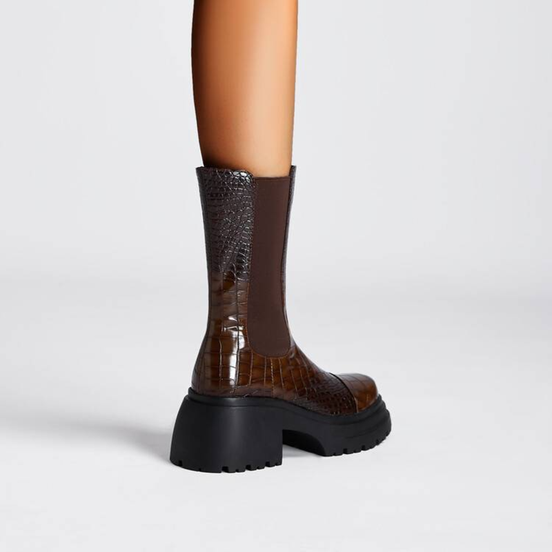 Women's Platform Boots Elastic Sides
