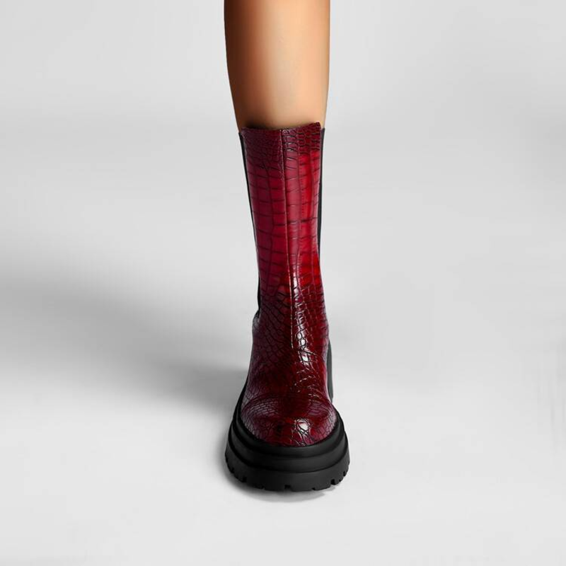 Women's Platform Boots Elastic Sides