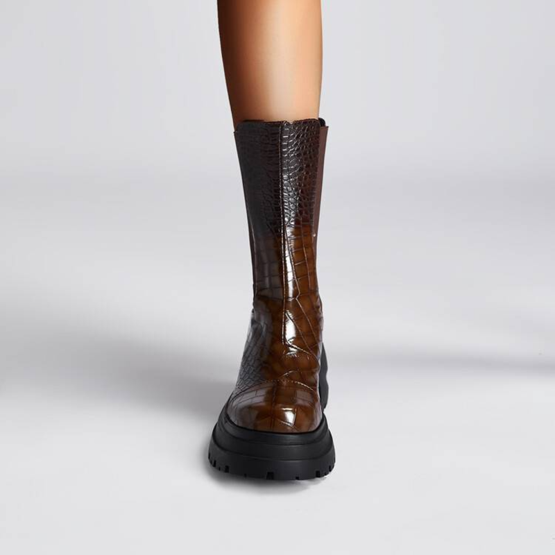 Women's Platform Boots Elastic Sides