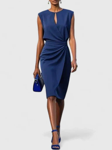 Isabella | Womens Sleeveless Ruched Midi Dress