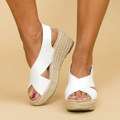 Cross Strap Espadrille Wedges