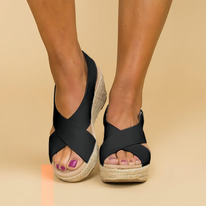 Cross Strap Espadrille Wedges