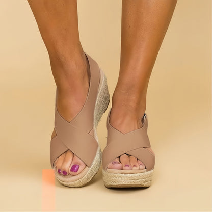Cross Strap Espadrille Wedges