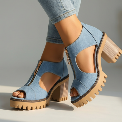 Women's Peep Toe Summer Sandals - 
Fashinoza