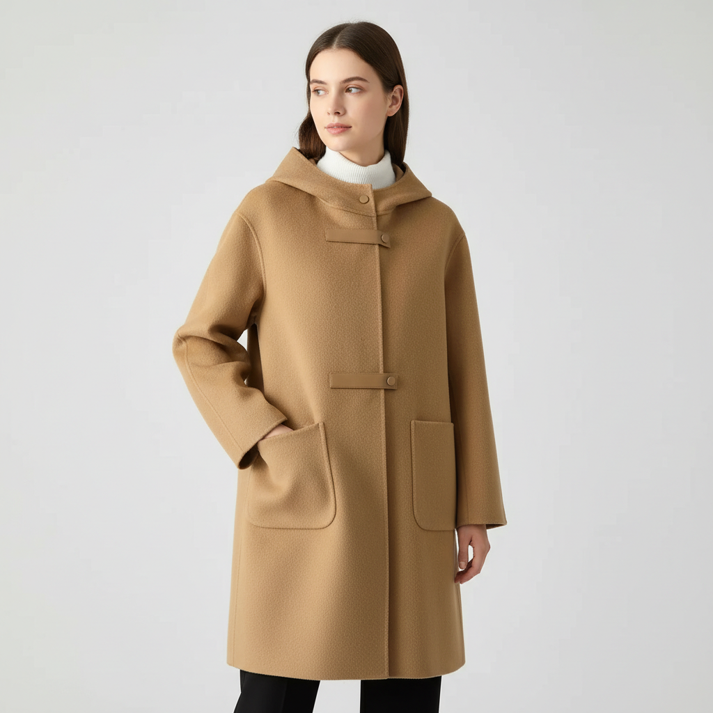 Womens Wool Hooded Coat - 
Fashinoza