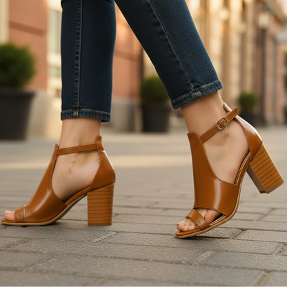Women's Strap Leather High Heels