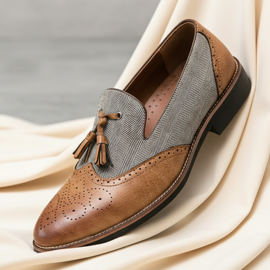 Men's Leather Tassel Loafers - 
Fashinoza