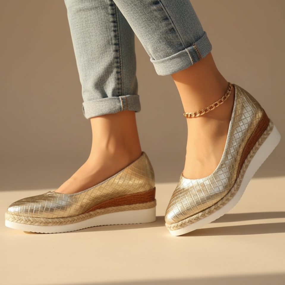 Women's Pointed Toe Wedge Slip On Flats - 
Fashinoza
